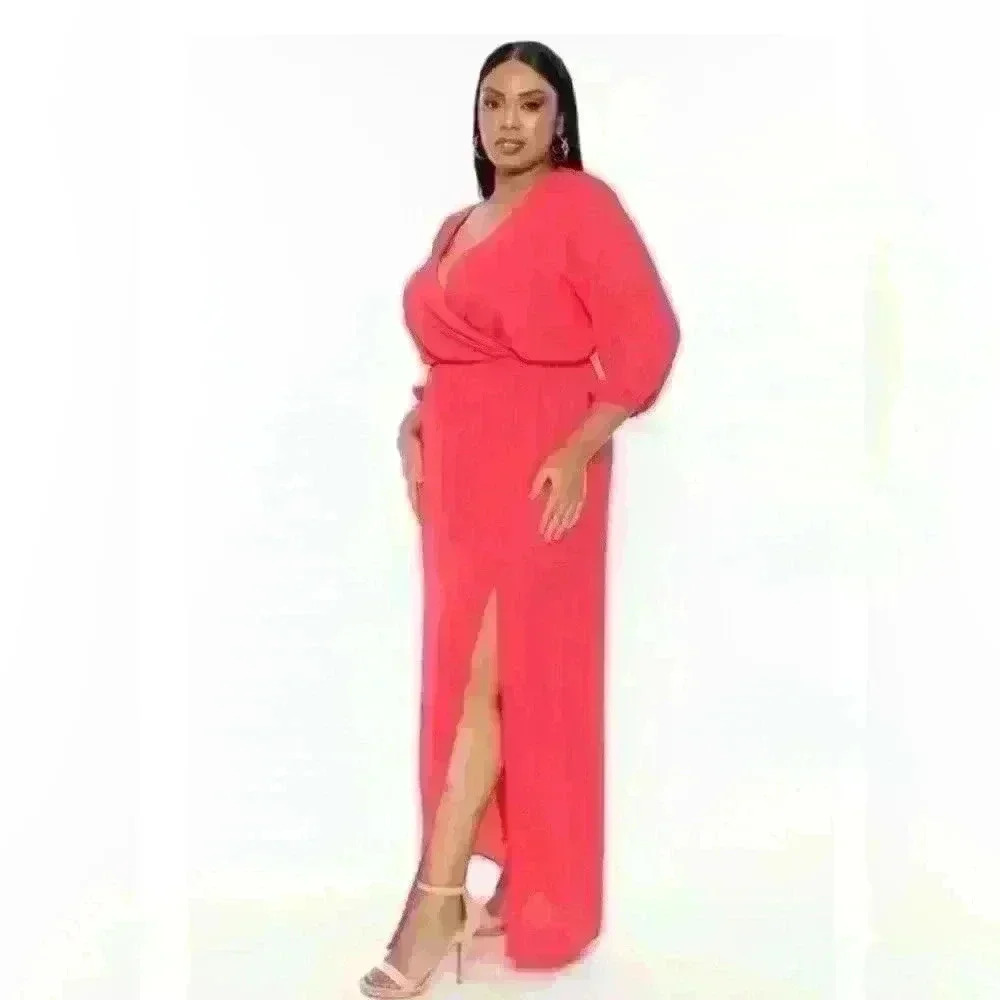 CURVY SENSE SUBRINA OPEN BACK SHEER  DRESS SIZE 1X